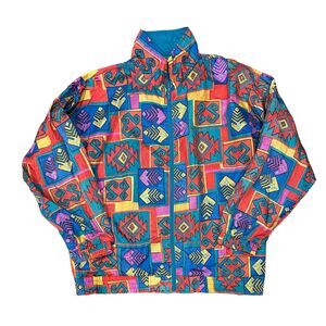 Vintage Sunterra Colorful Windbreaker Women's Jacket Size M Southwestern Pattern